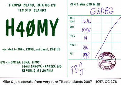 Tikopia island IOTA OC-178
