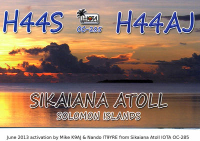 Sikaiana Atoll IOTA OC-285
