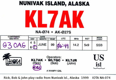 Nunivak island, Alaska IOTA NA-074
