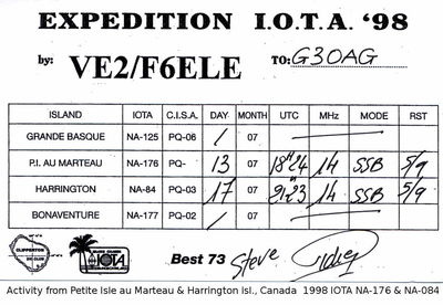 Petite Isle au Marteau & Harrington isl.  IOTA NA-176 & NA-084
