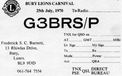 G3BRS/P QSL for Lions Carnival 1970
