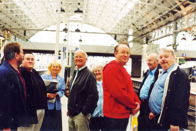 Bury club members waiting for the train to York Railway Museum

