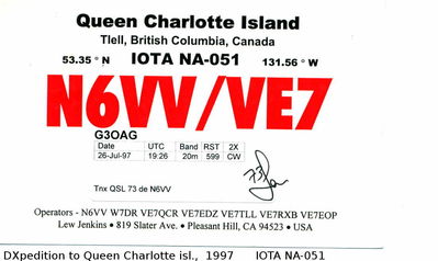 Queen Charlotte island   IOTA NA-051
